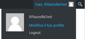 Apertura menu per modifica profilo